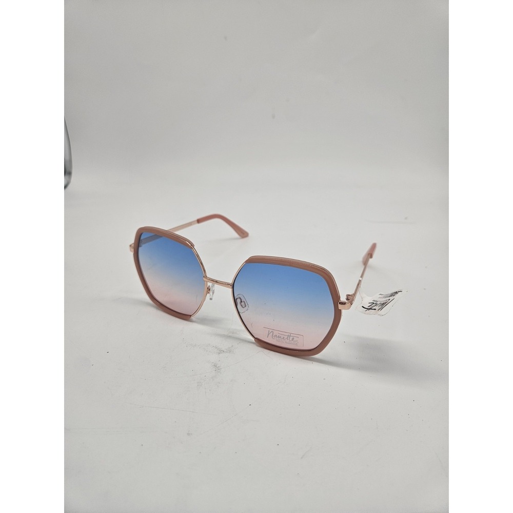 Nanette Lepore Women's NN382 UV400 Blue Gradient Lens Geometric Hexagonal